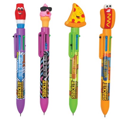 Snackin' Scented Multicolor Pens (4 Pack) - Fun Food Designs, 6 Colors & Scents (Pizza, Hot Dog, Ice Cream, Popsicle)