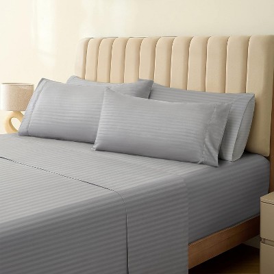 LuxClub 4-5 PC Microfiber Striped Performance Sheet Set, Soft Cooling Eco-Friendly Bed Sheets with 18in Deep Pockets