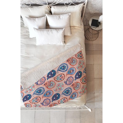 Pimlada Phuapradit Floral Paisley Half Drop Fleece Blanket - Deny Designs