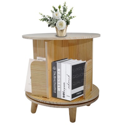 FONTOI 1-Layer Rotating Bookcase, 360 Rotating Display Rack, Wood Rotating Bookshelf for Living Room Bedroom Home Office, Brown, 18.1"*17"*18.1"