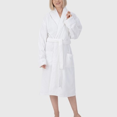 Alpine Swiss Elyse Womens Luxury Waffle Knit Cotton Bathrobe Shawl Collar Hotel Spa Robe