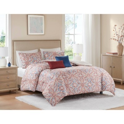 5pc Medallion Bedding Set Red/Blue
