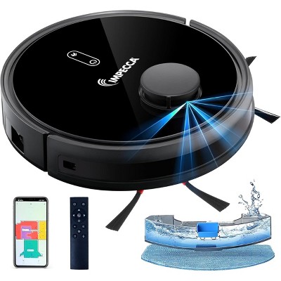 Impecca Robot Vacuum and Mop Combo, Laser Guided Robotic Vacuum Cleaner Mop Floors and Vacuum Carpets, Wi-Fi/App/Alexa/Google Home and Remote Control