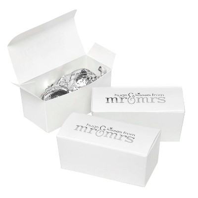 25ct Mr. & Mrs. Wedding White Truffle Favor Box: Hortense B. Hewitt Gift Boxes, Solid Pattern, Love & Romance Theme