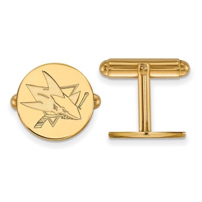 Black Bow Jewelry 14k Yellow Gold Plated Sterling Silver San Jose Sharks NHL Cuff Links