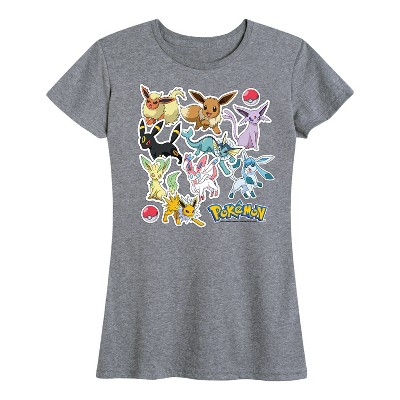 Women's - Pokémon - Eeveelution Stickers Collage Short Sleeve Graphic T-Shirt