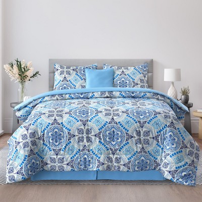 5-Piece Down Alternative Comforter Set – Ultra Soft, Reversible Printed & Solid All-Season Bedding Set by Lux Decor Collection