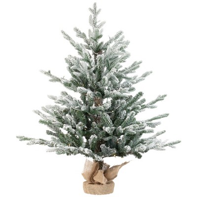 Northlight Real Touch™ Pre-Lit B/O Tamarack Pine Artificial Christmas Tree with Burlap - 3' Warm White LED