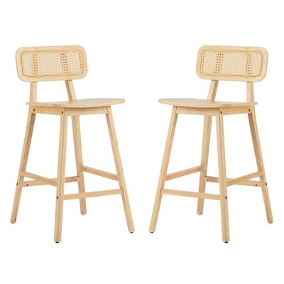 DSVIMOY Counter and Bar Stool Bari Indoor Wood Barstool Set with Natural Finish for Dining Room, Beige, 38.5"*22.75"*9.25"
