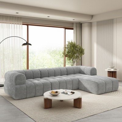 122" Modern L-Shaped Sectional Sofa with High-Density Foam, Chaise Lounge, Fully Assembled Right-Hand Facing, No Assembly Needed