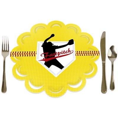 Big Dot of Happiness Grand Slam - Fastpitch Softball - Birthday Party or Baby Shower Round Table Decorations - Paper Chargers - Place Setting For 12