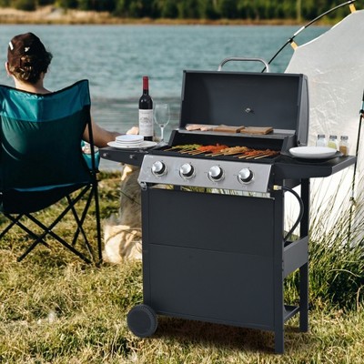 GDFStudio Gabrielle 4 Burner 34,000 BTU Propane Gas Grill with Shelves and Porcelain-enamel Wire Cooking Grates