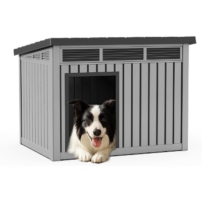 SEVOBAL Pet Crates and Houses All-Weather Dog House with Removable Floor, Indoor  Outdoor Use, Medium to Large Dogs, Gray, 32.2"*25.12"*24.13"