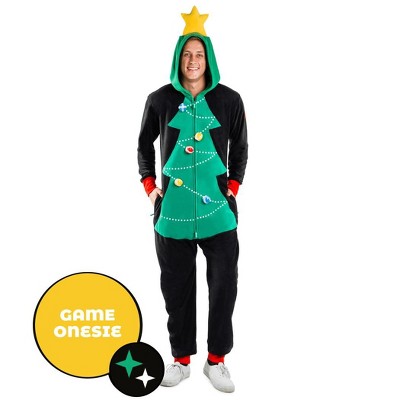 Tipsy Elves Christmas Tree Toss Game Jumpsuit - Fun and Interactive One-Piece Christmas Tree Pajamas for Men and Women