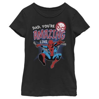 Girl's Marvel Webbed Spider-Man Amazing Dad T-Shirt