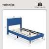 Costway Twin Size Upholstered Platform Bed with Button Tufted Wingback Headboard Blue/Grey - 3 of 4