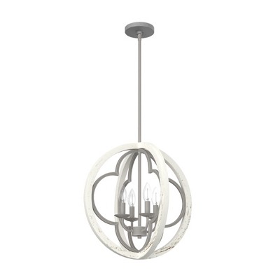 Hunter 19" Gablecrest Pendant Light Painted Concrete Finish - 4 Bulb Incandescent Ceiling Fixture for Farmhouse Style