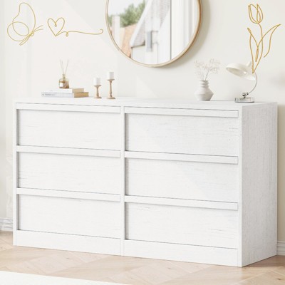 Jojoka Wide Drawer Dresser Organizer for Bedroom, Modern Wooden Chest of Drawers with Large Storage for Entryway Nursery