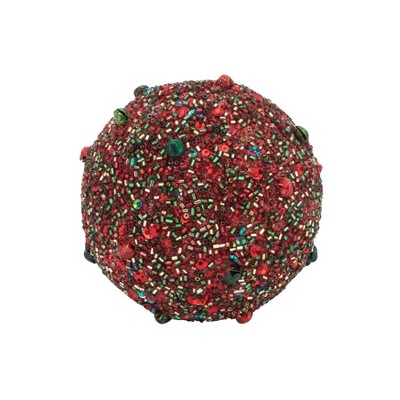 Saro Lifestyle Dazzling Decor Beaded Orb (Set of 4pcs), 4", Red