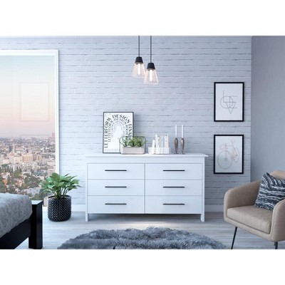 NicBex 6 Wide Drawers Dresser,Modern Double Dressers with Wood Pattern,Minimalist Chest of Drawers for Bedroom,Living Room,Hallway,Storage Cabinet