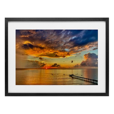 Stupell Industries Sunset and Ocean Clouds Framed Print Under Glass