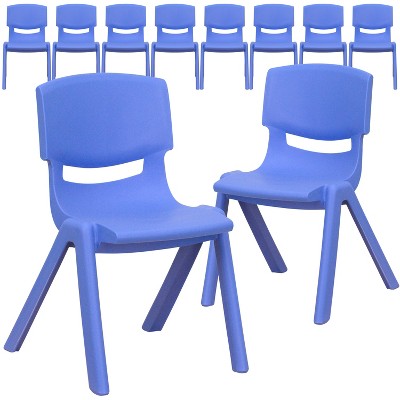 Emma and Oliver 10 Pack Plastic Stackable School Chair with 12" Seat Height
