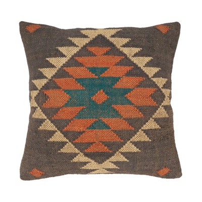Saro Lifestyle Vibrant Cultural Tapestry Kilim Down Filled Pillow, Multicolored, 18"x18"