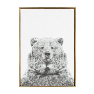 33" x 23" Sylvie Bear Animal Print And Portrait By Simon Te Tai Framed Wall Canvas - Kate & Laurel