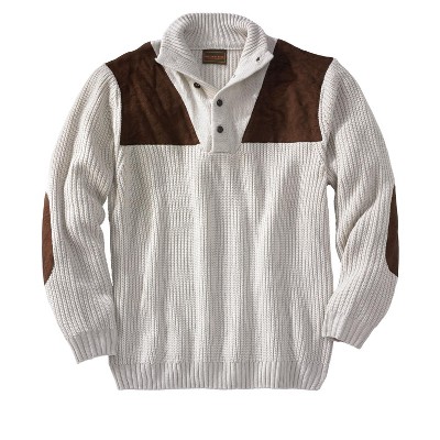 Boulder Creek by KingSize Patch Sweater With Mock Neck