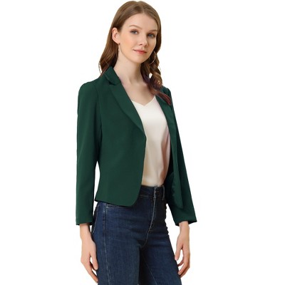 INSPIRE CHIC Women's Open Front Office Long Sleeve Lightweight Printed Floral Crop Suit Blazer