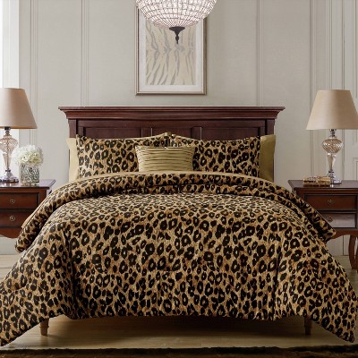 VCNY 6pc Twin XL Cheetah Reversible Comforter Set: Microfiber, Hypoallergenic, Machine Washable