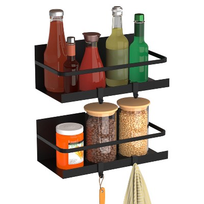iMountek"Magnetic Spice Rack Organizer for Refrigerator & Microwave - Strong Storage Shelf for Seasoning"Black