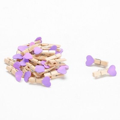 Unique Bargains Heart-shaped Mini Wooden Art Supplies Card Photo Clip 1.2"x0.7"x0.4" 50 Pcs