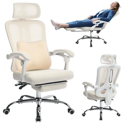 Mesh Ergonomic Office Chair with Footrest, Home Office Computer Desk Chair with Adjustable Headrest and Backrest
