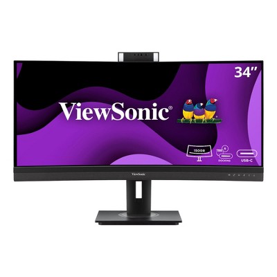 ViewSonic VG3457CV 34 Inch Ultrawide QHD 1440p Curved Video Conferencing Docking Monitor with Windows Hello Compatible IR Webcam, Advanced Ergonomics,