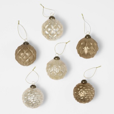 Set of 6 Mercury Glass Ornaments White/Gold - Threshold™ designed with Studio McGee