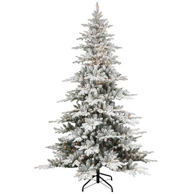 Puleo 7.5' Pre-lit Flocked Utah Fir Artificial Christmas Tree with Clear Lights