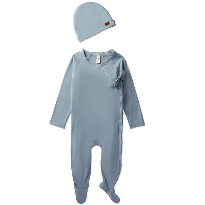 MiniMoi Solid Crossover Footie Set Blue Frost 6 Months