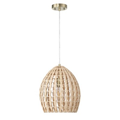 Robert Stevenson Lighting Persephone Metal and Handwoven Rattan Ceiling Light