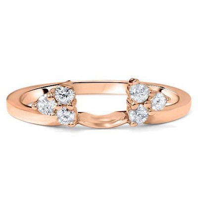 Pompeii3 1/4ct Diamond Guard Ring Enhancer Wedding Band 14K Rose Gold