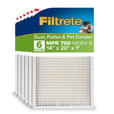 Filtrete 6pk 14''x20''x1'' MPR 700 Merv 8 Dust Pollen and Pet Dander Air Filter
