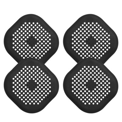 Unique Bargains Shower Drain Hair Catcher Square Drain Cover with Suction Cup Silicone Strainer Hair Stopper