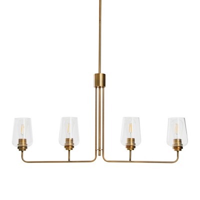 Storied Home Holden - Metal and Glass 4-Light Linear Chandelier