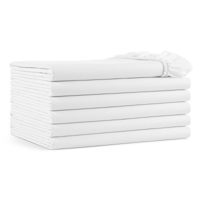 Host & Home Cotton Sateen Fitted Bed Sheets (6 Pack), White, 15 in. Deep Fitted Pocket, Size Options