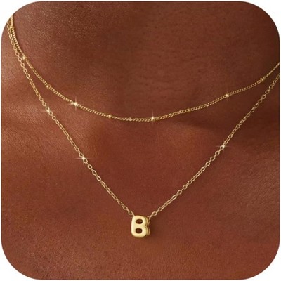 Bubble Initial Necklace: Personalized Layered Letter Pendant In Gold/Silver, Dainty Stackable Choker, Cute Teen Girl Gift