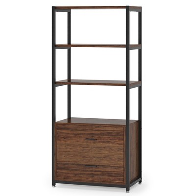 Tribesigns 4-Tier Bookshelf with 2 Drawers