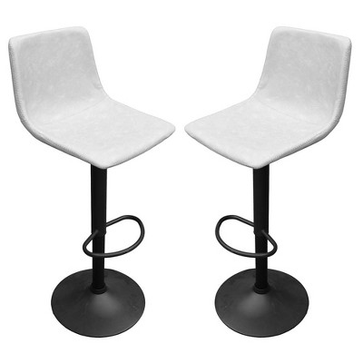 LeisureMod Tilbury Modern Adjustable Bar Stool Set of 2 with Footrest and Swivel, Counter Height Chairs for Kitchen Island, Breakfast Bar, or Home Bar