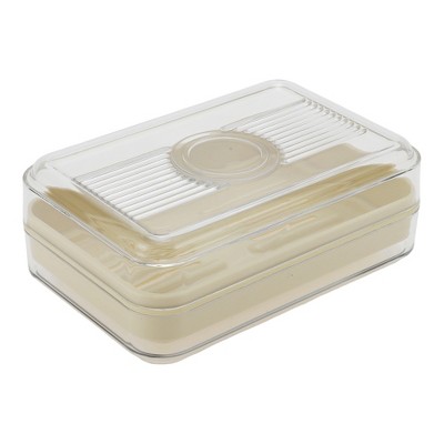 Unique Bargains Double Layer Soap Holder with Cover 5.35"x3.54"x2.01" 1 Pc