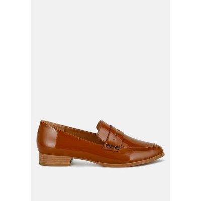 Winged Patent Pleather Penny Loafers Women