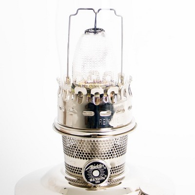 Aladdin Oil Fuel Lamp, Indoor Emergency Lighting for Shelf, Table or Hanging, Chrome or Brass Finish